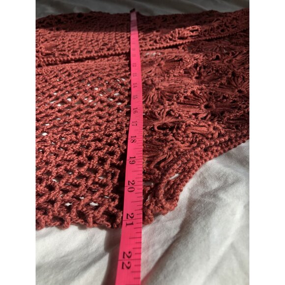 BLL New York Crochet Cardigan Women 3x Open Knit Fringe Festival Boho Hippie - Picture 6 of 8